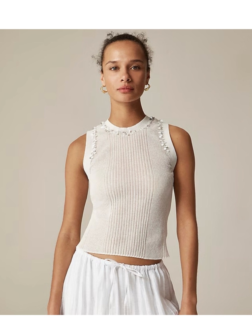 J. Crew Sheer ruffle-trim tank top with sequin embellishments size XL NWT